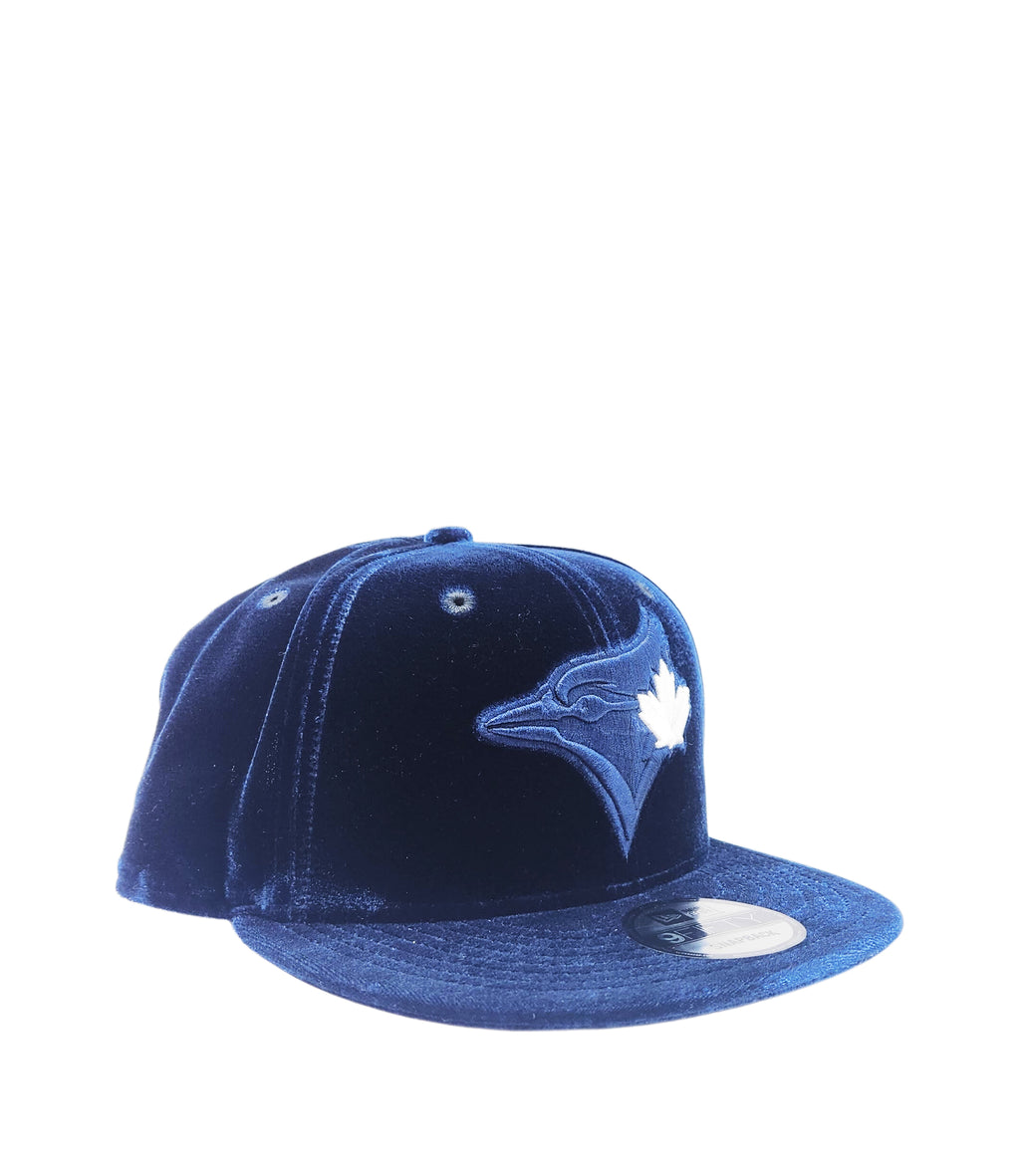 NEW ERA 9FIFTY TORONTO BLUE JAYS NAVY W/ WHITE LEAF VELVET SNAPBACK HAT