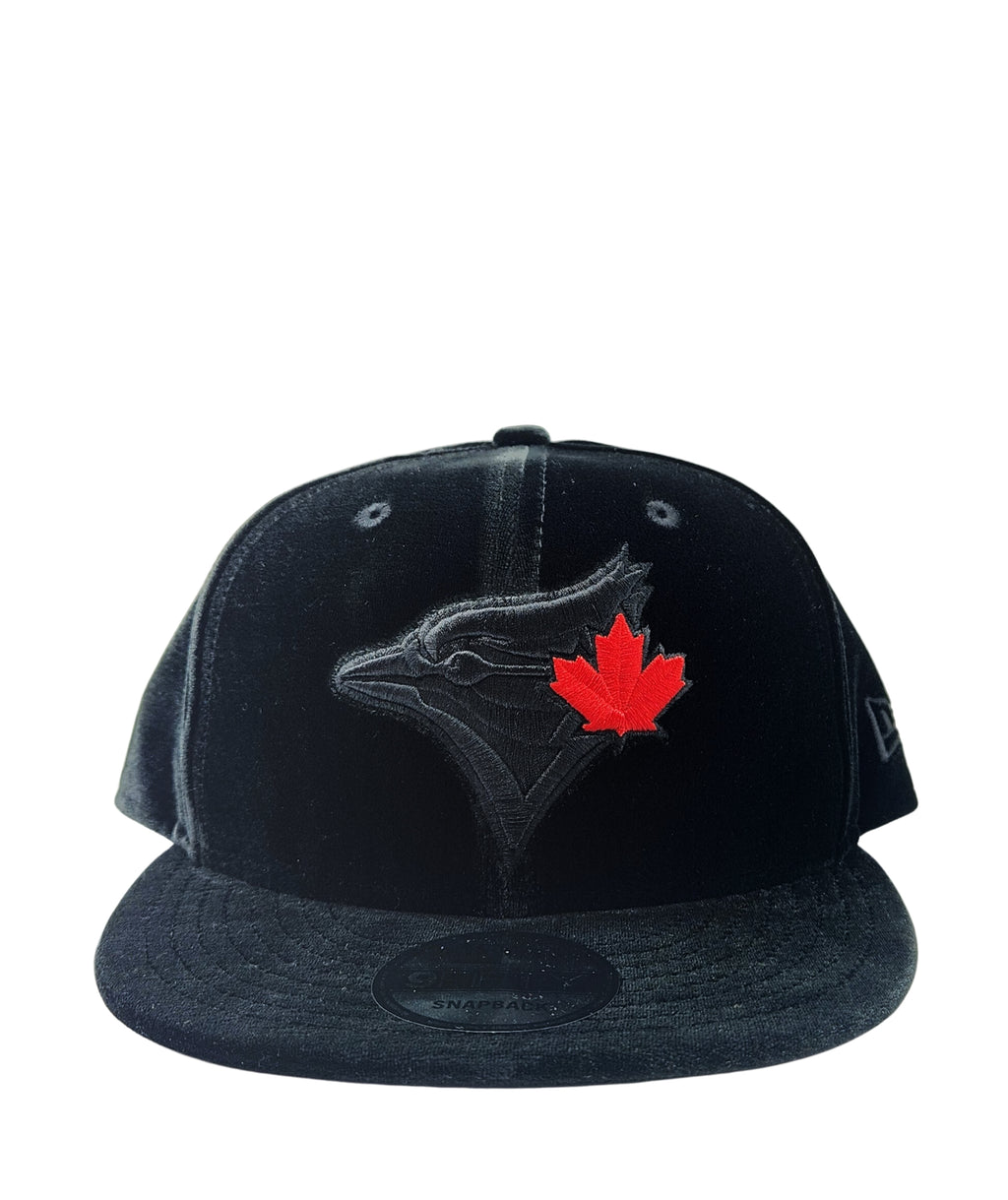 NEW ERA 9FIFTY TORONTO BLUE JAYS BLACK W/ RED LEAF VELVET SNAPBACK HAT