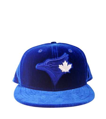 NEW ERA 9FIFTY TORONTO BLUE JAYS DARK ROYAL W/ WHITE LEAF VELVET SNAPBACK HAT