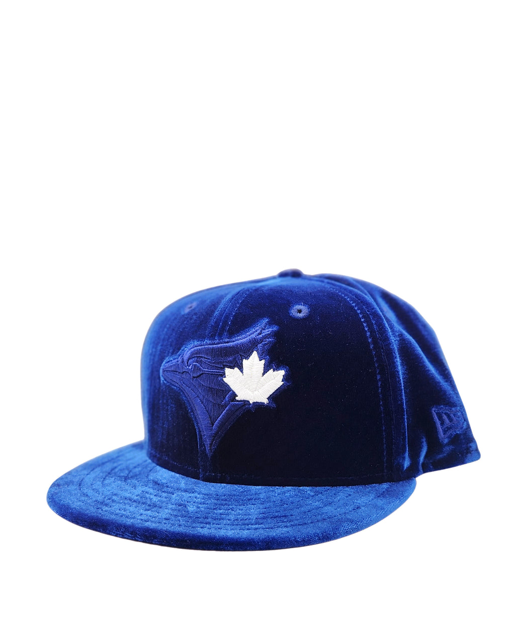 NEW ERA 9FIFTY TORONTO BLUE JAYS DARK ROYAL W/ WHITE LEAF VELVET SNAPBACK HAT