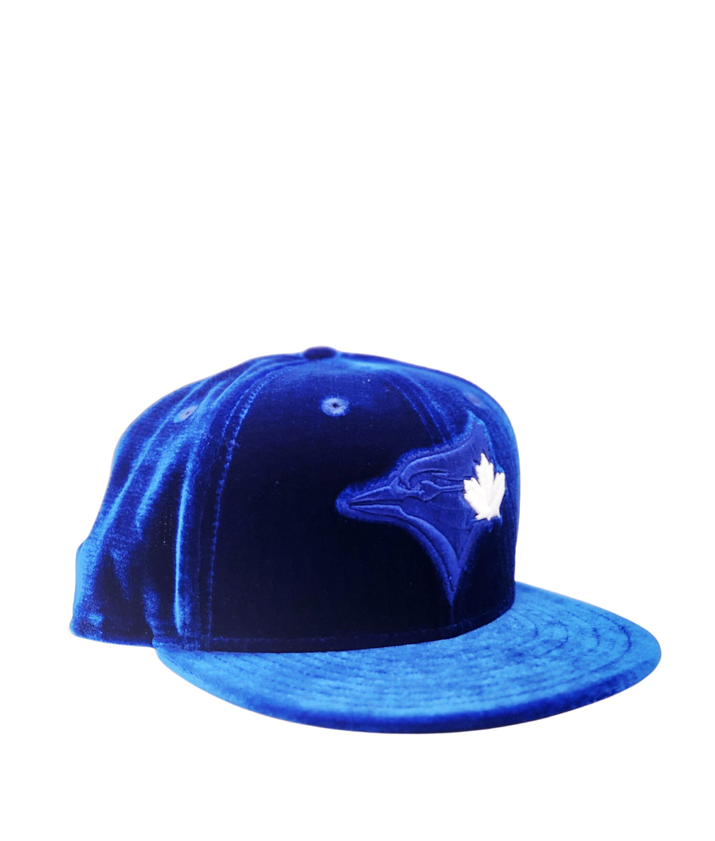 NEW ERA 9FIFTY TORONTO BLUE JAYS DARK ROYAL W/ WHITE LEAF VELVET SNAPBACK HAT