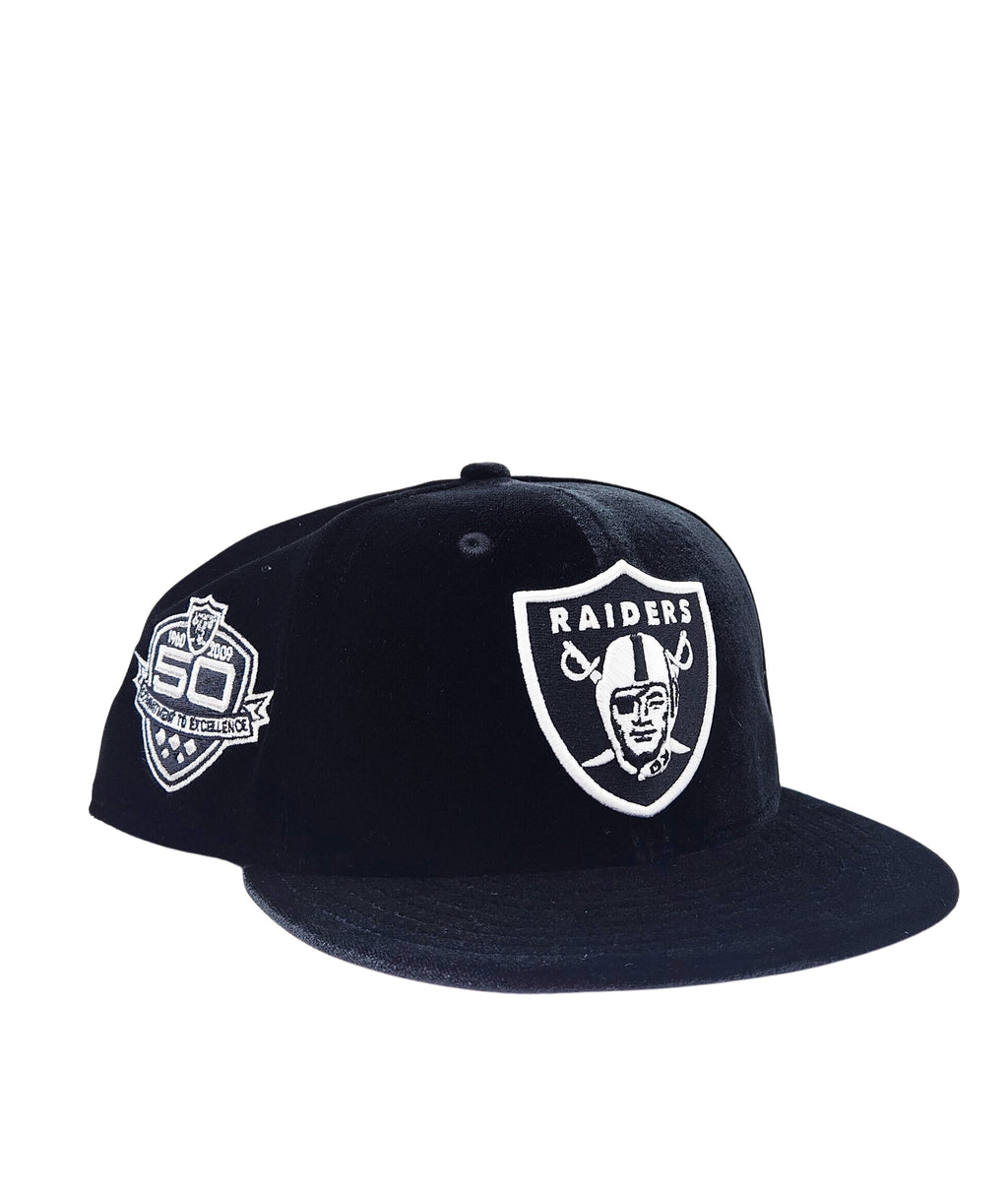 NEW ERA 9FIFTY LAS VEGAS RAIDERS 50TH ANNIVERSARY BLACK VELVET SNAPBACK HAT