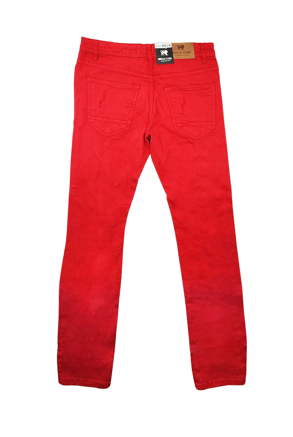 MEN'S ONE CULTURE RED SLIM FIT RIPPED JEANS