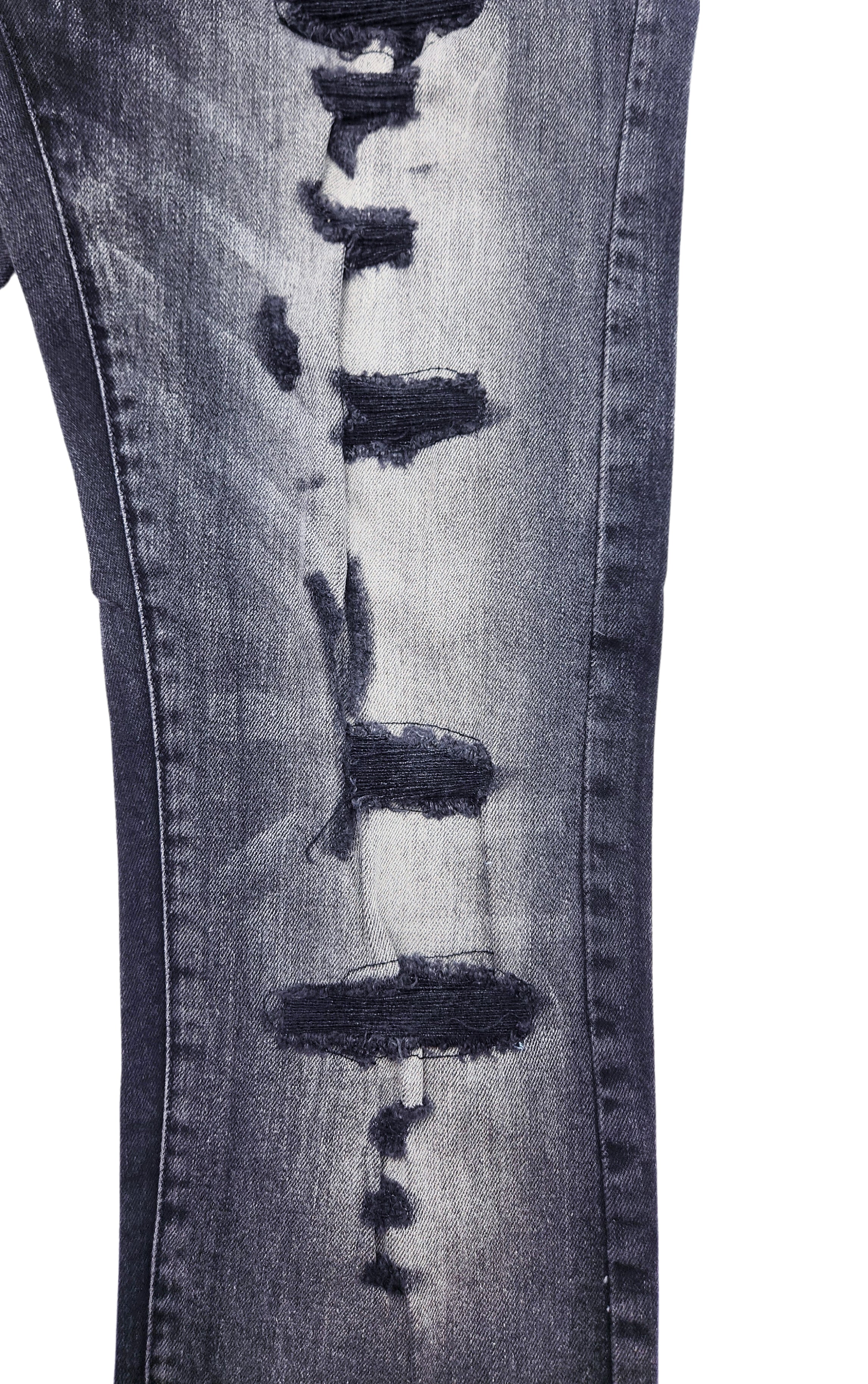 MEN'S ONE CULTURE WASHED BLACK SLIM FIT RIPPED JEANS