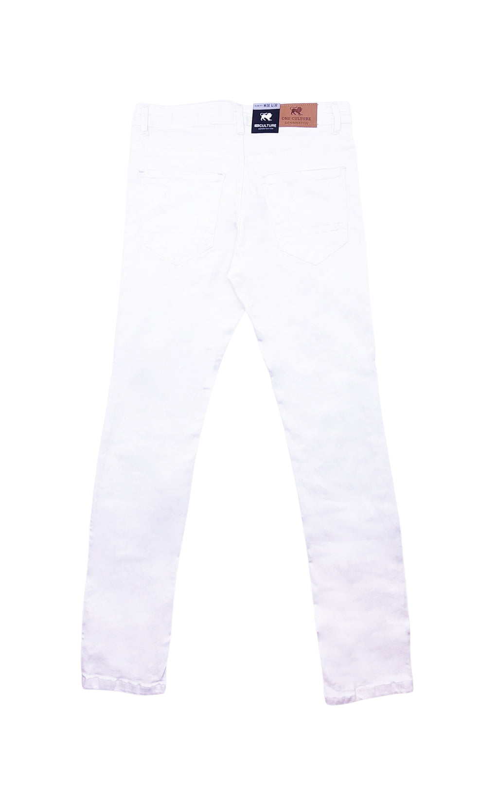 MEN'S ONE CULTURE WHITE SLIM FIT RIPPED JEANS