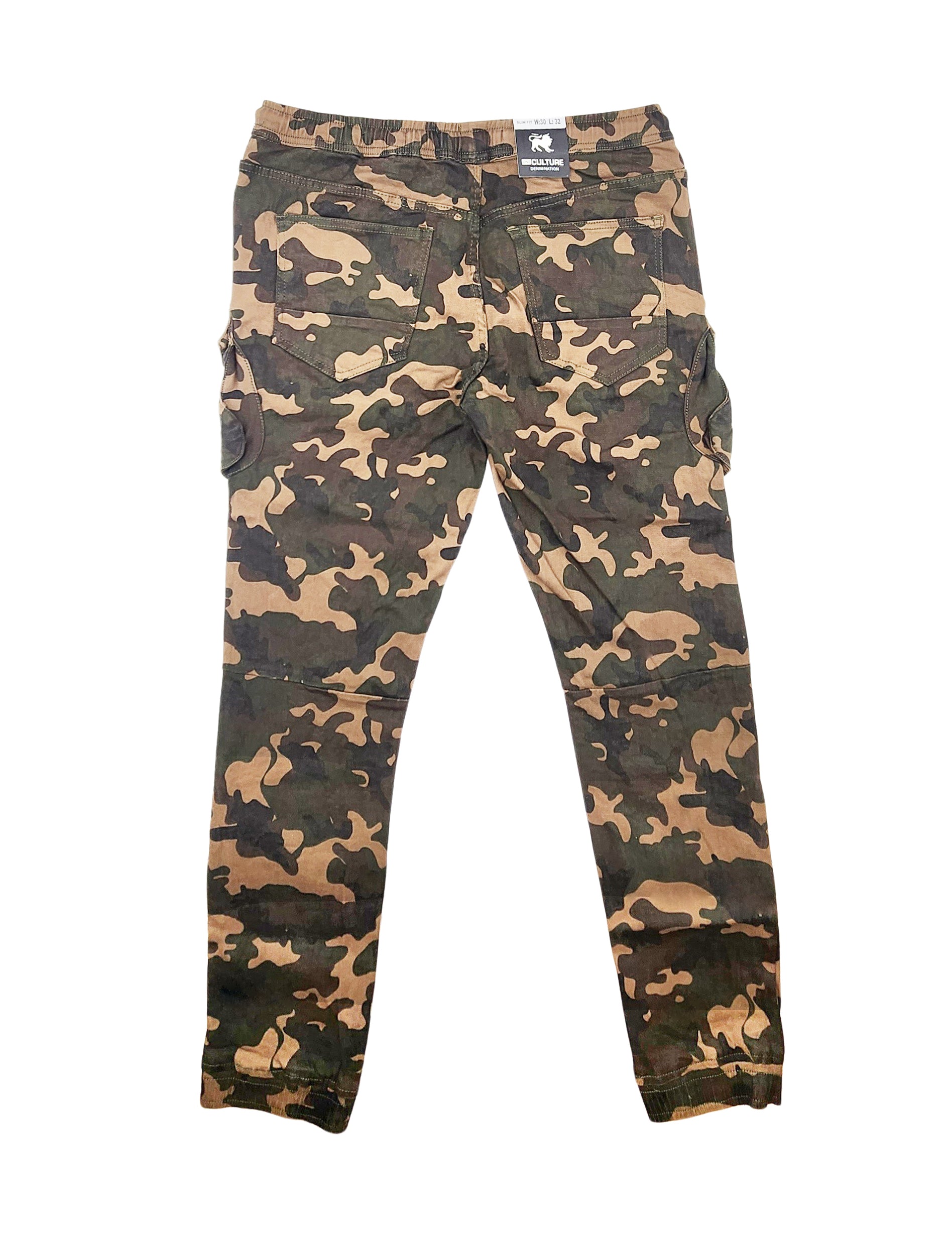 MEN'S ONE CULTURE CARGO DENIM JOGGER PANTS (GREEN CAMO)