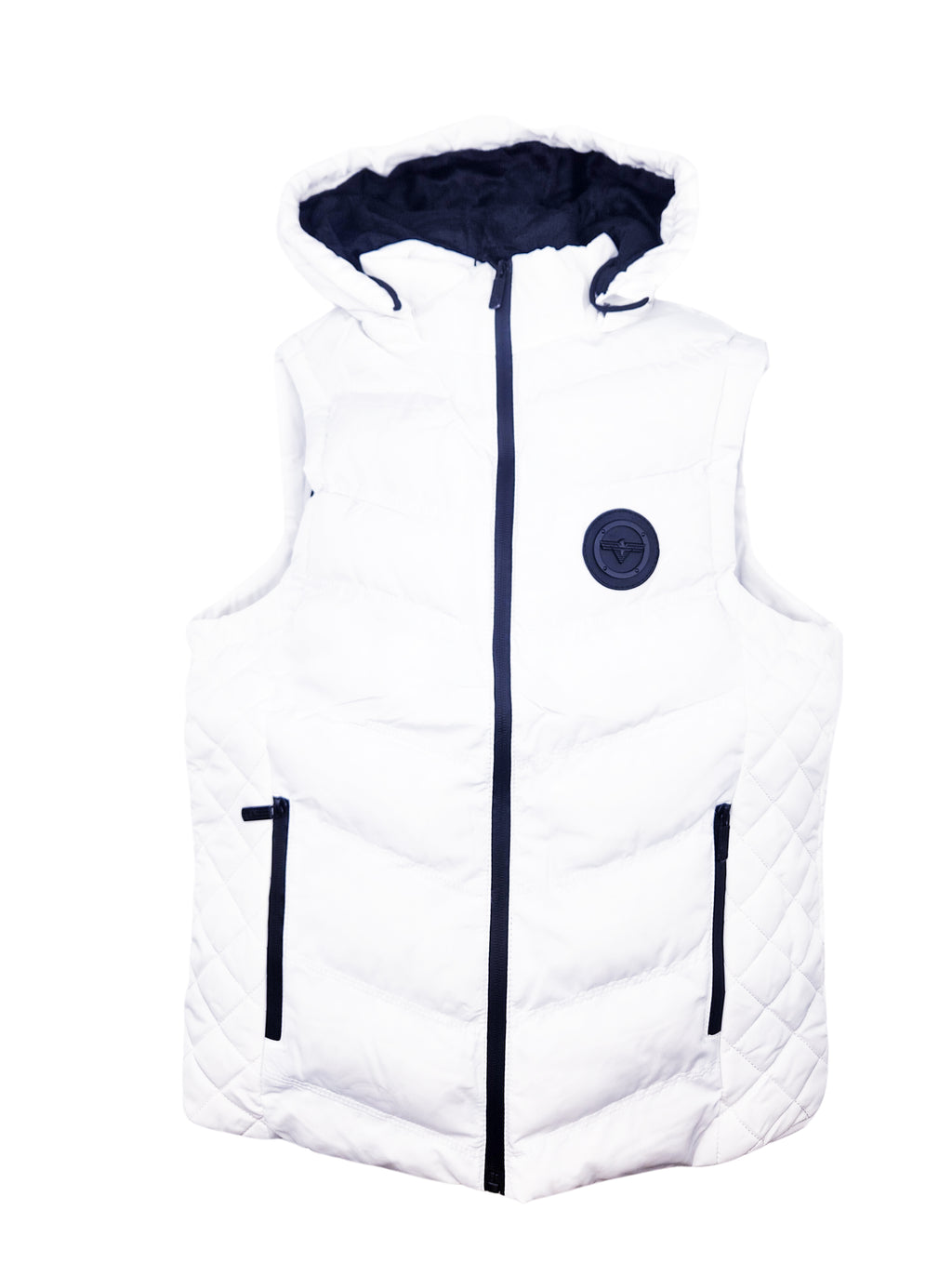 V.I.P. COLLECTION MEN'S FANCY VEST WITH DETACHABLE HOOD (WHITE)