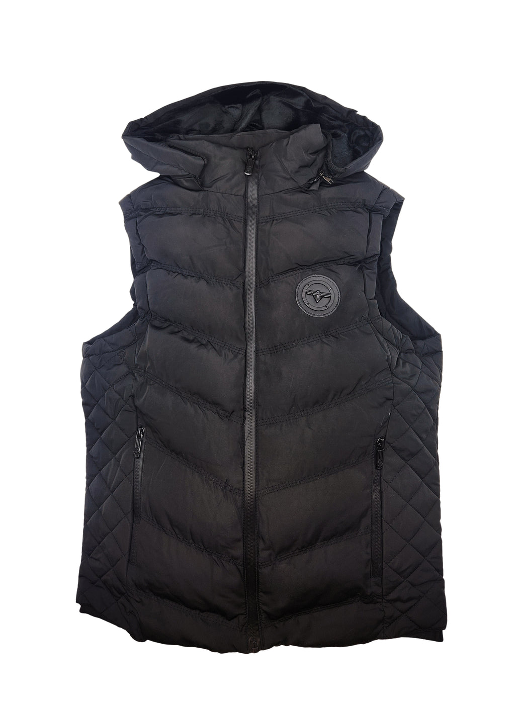 V.I.P. COLLECTION MEN'S FANCY VEST WITH DETACHABLE HOOD (BLACK)