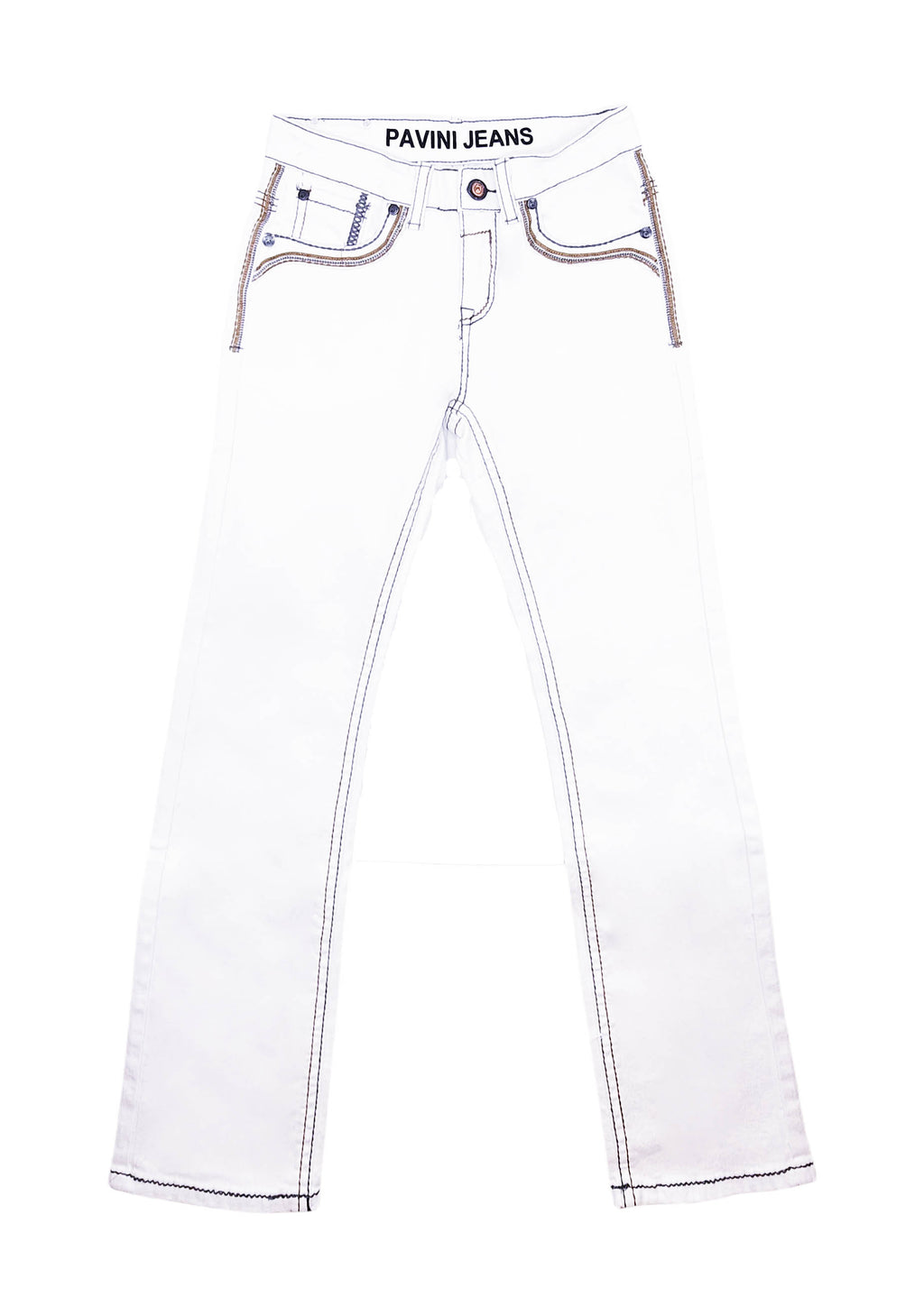 PAVINI MEN'S STRAIGHT FIT EMBROIDERED JEANS (HJ-31 WHITE)