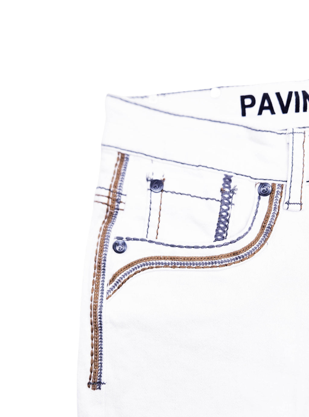 PAVINI MEN'S STRAIGHT FIT EMBROIDERED JEANS (HJ-31 WHITE)