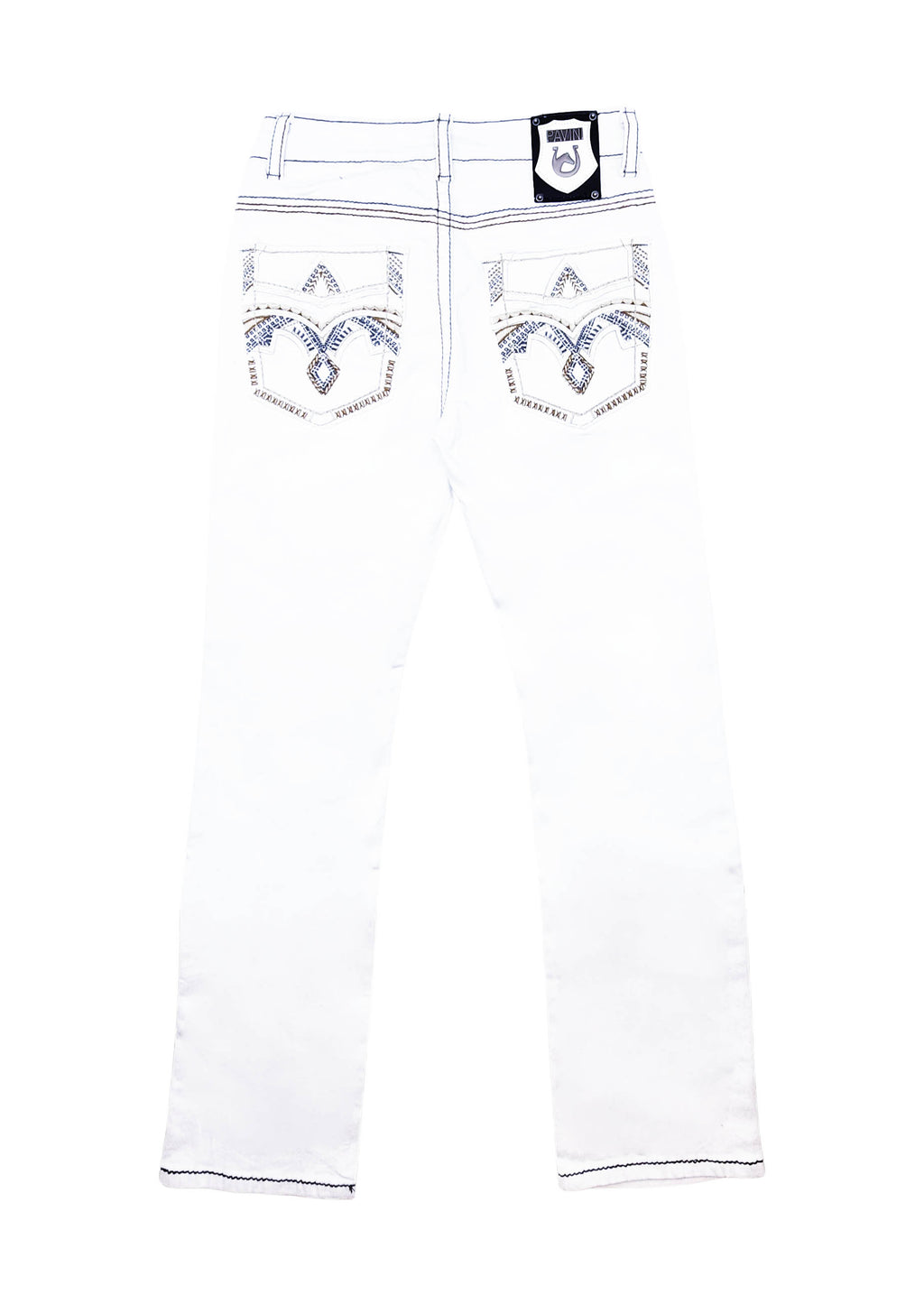 PAVINI MEN'S STRAIGHT FIT EMBROIDERED JEANS (HJ-31 WHITE)