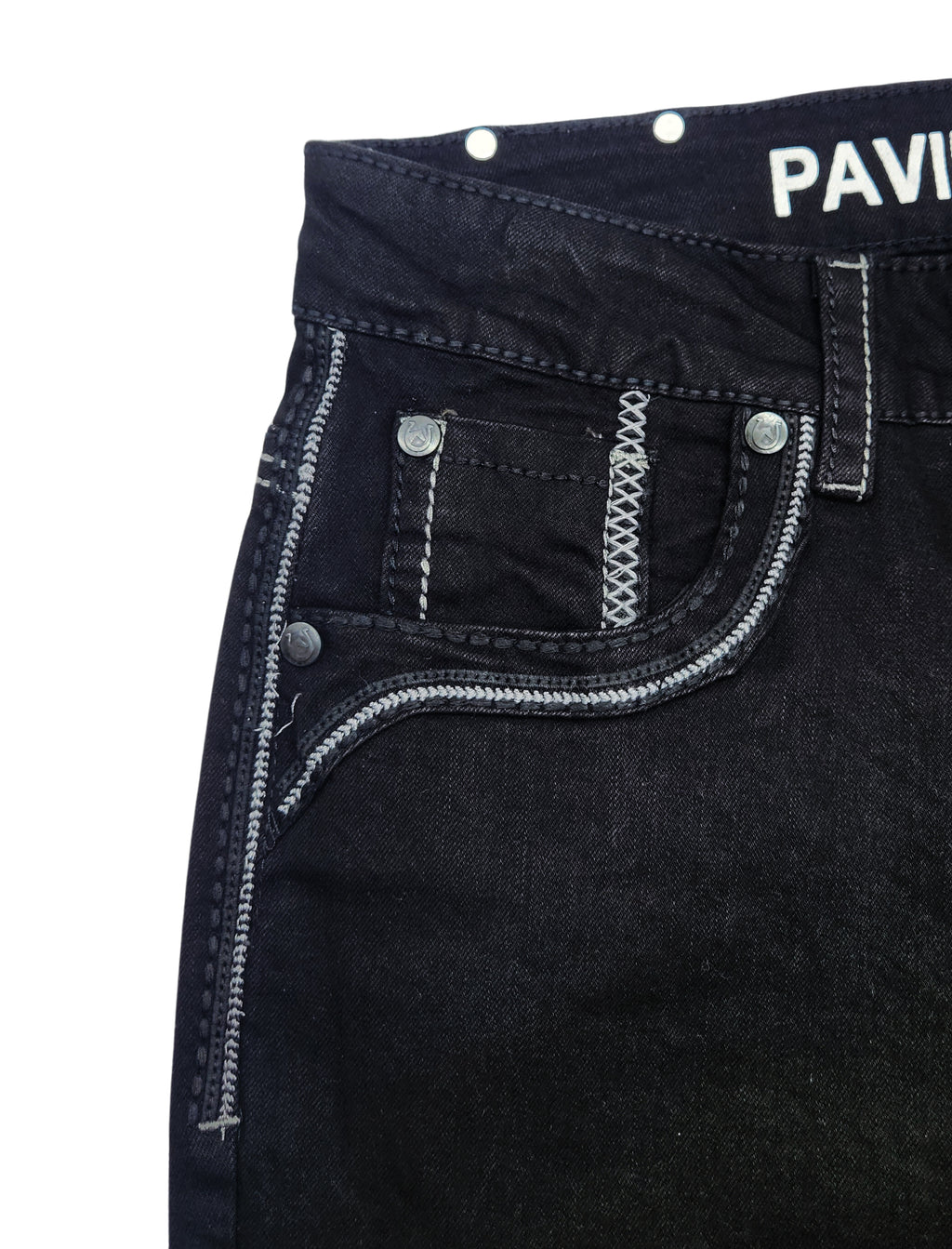 PAVINI MEN'S STRAIGHT FIT EMBROIDERED JEANS (HJ-30 BLACK)