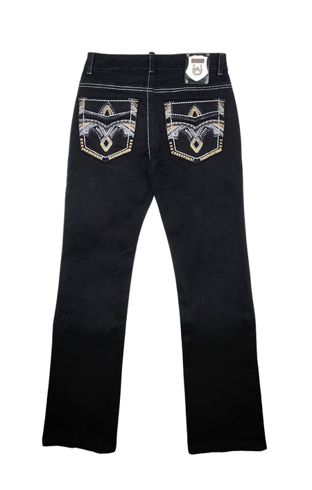 PAVINI MEN'S STRAIGHT FIT EMBROIDERED JEANS (HJ-31 BLACK)