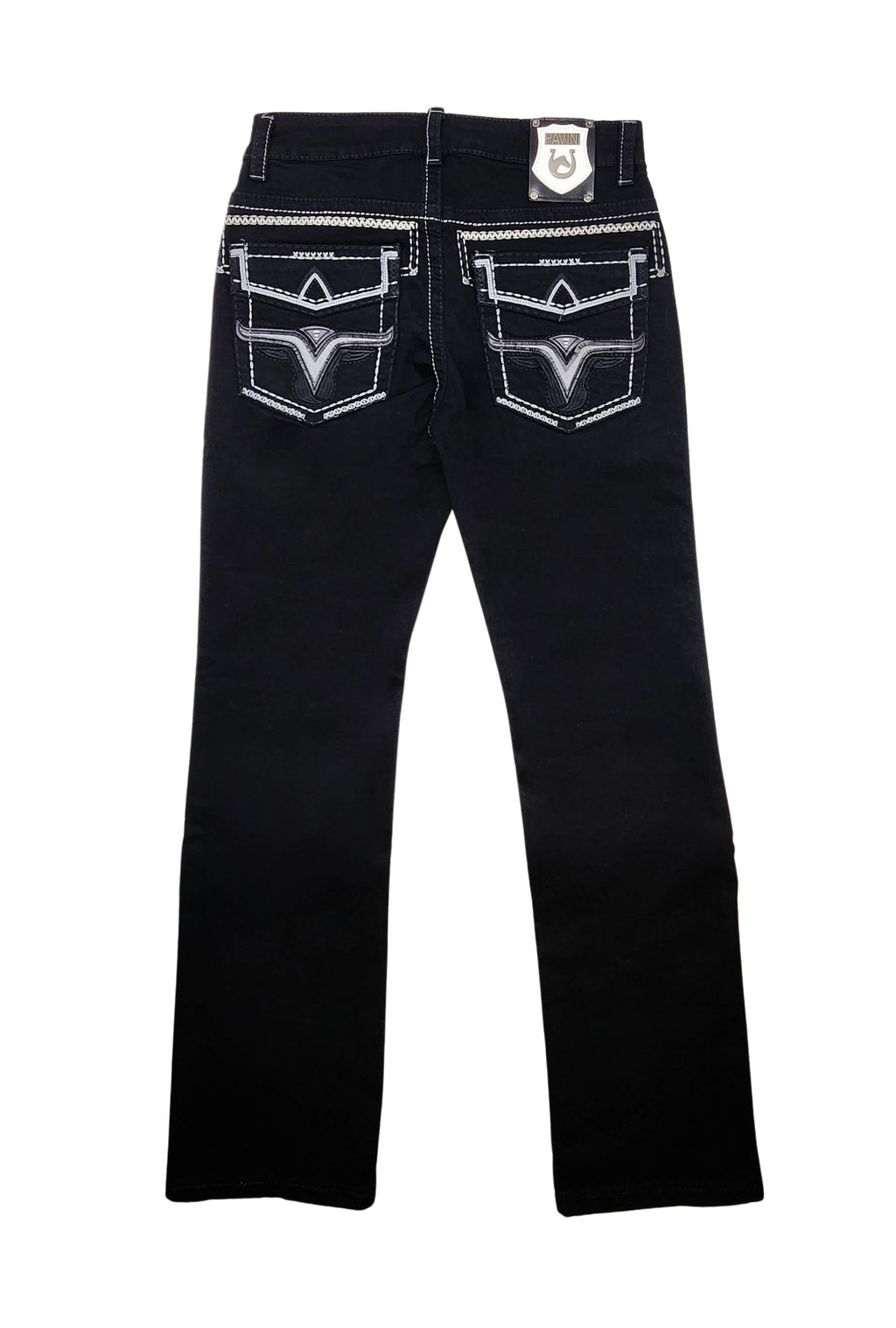 PAVINI MEN'S STRAIGHT FIT EMBROIDERED JEANS (HJ-32 BLACK)