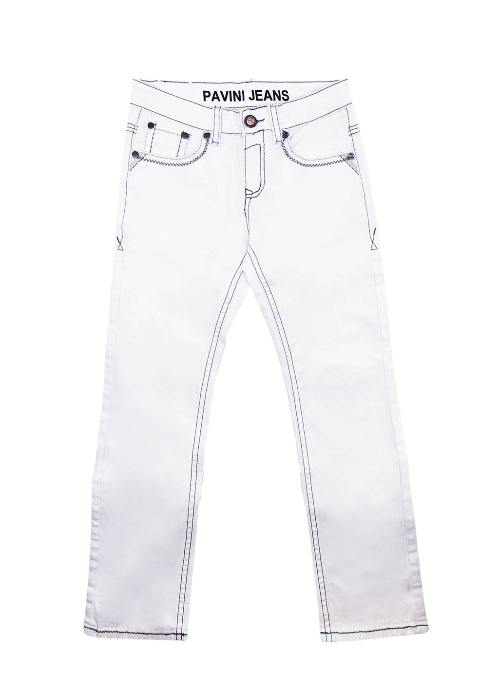 PAVINI MEN'S STRAIGHT FIT EMBROIDERED JEANS (HJ-33 WHITE)