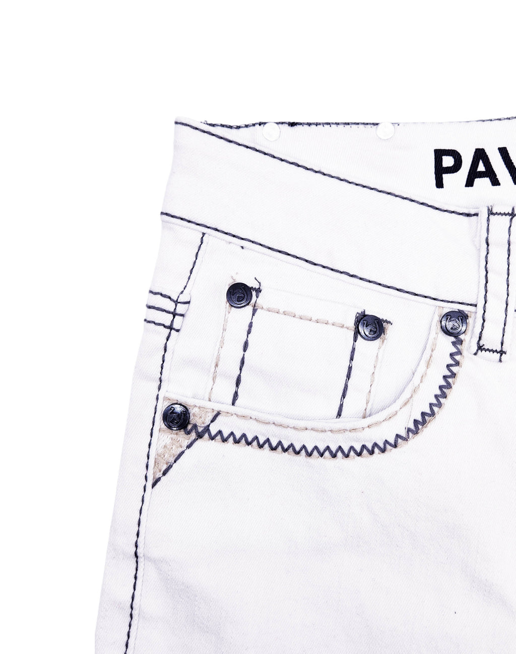 PAVINI MEN'S STRAIGHT FIT EMBROIDERED JEANS (HJ-33 WHITE)