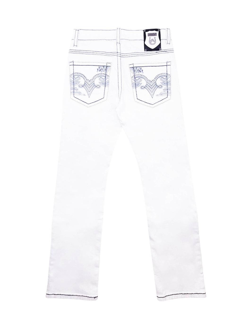 PAVINI MEN'S STRAIGHT FIT EMBROIDERED JEANS (HJ-33 WHITE)