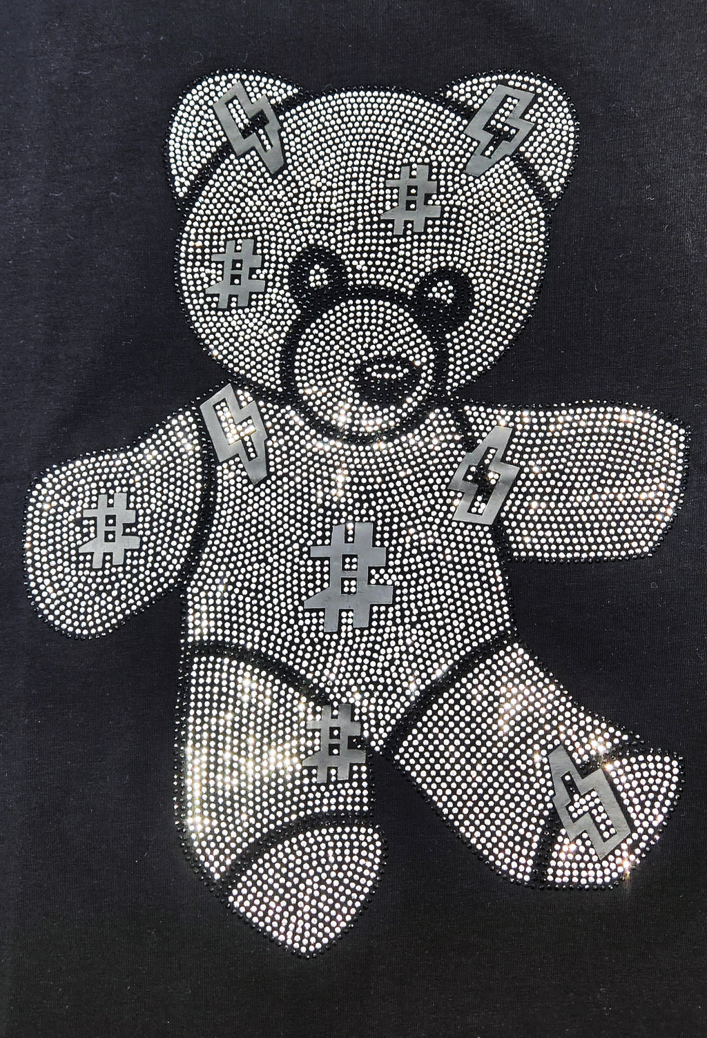 MEN'S RHINESTONE TEDDY BEAR SHORT SLEEVE T-SHIRT (BLACK)