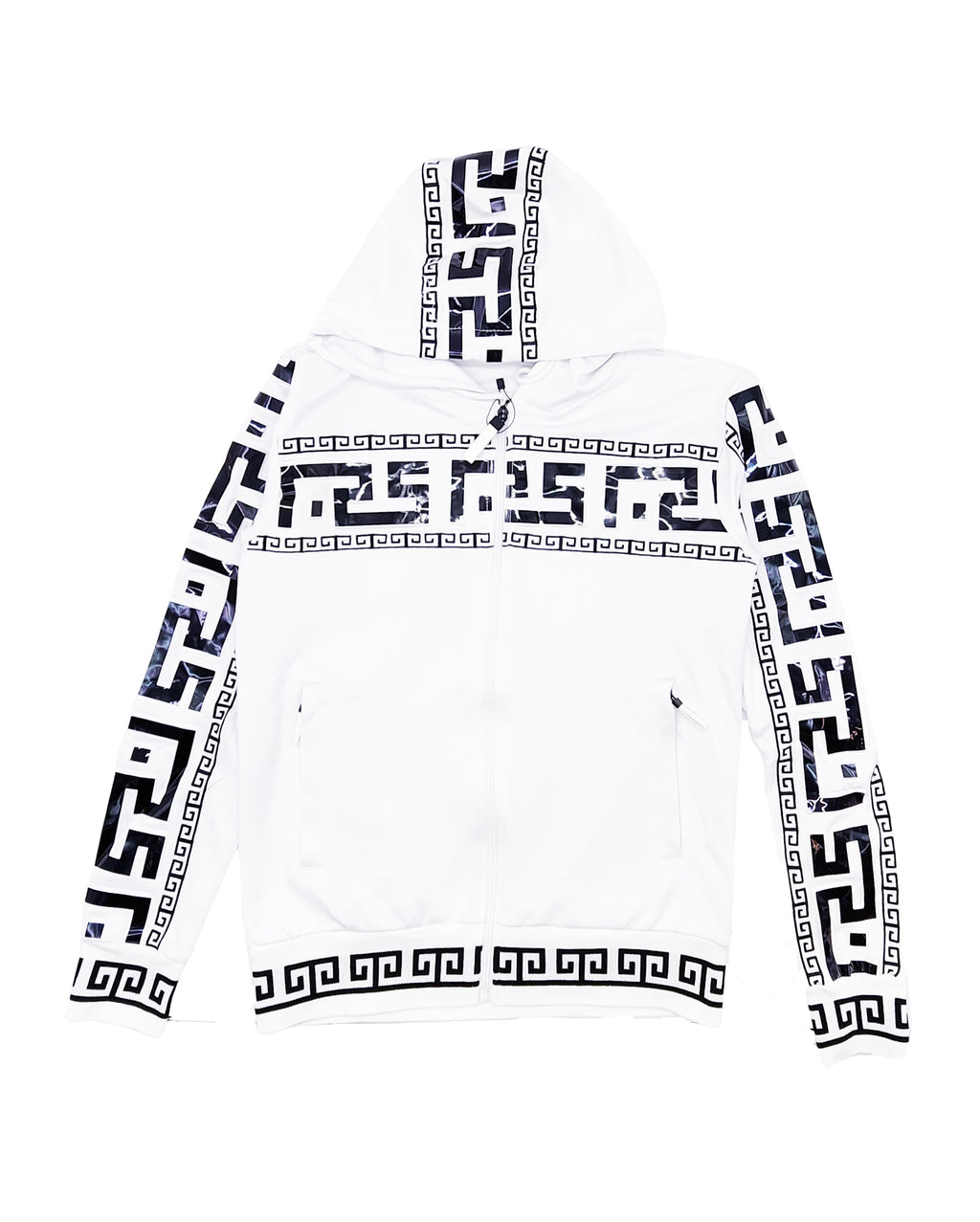 MEN'S EMBROIDERED ZIPPER HOODIE (WHITE)