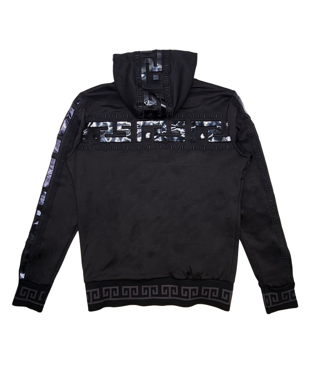 MEN'S EMBROIDERED ZIPPER HOODIE (BLACK)