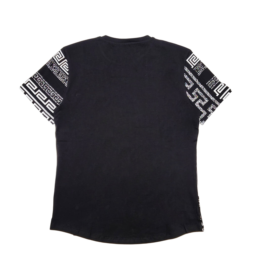 MEN'S RHINESTONE DESIGNER SHORT SLEEVE T-SHIRT (BLACK)