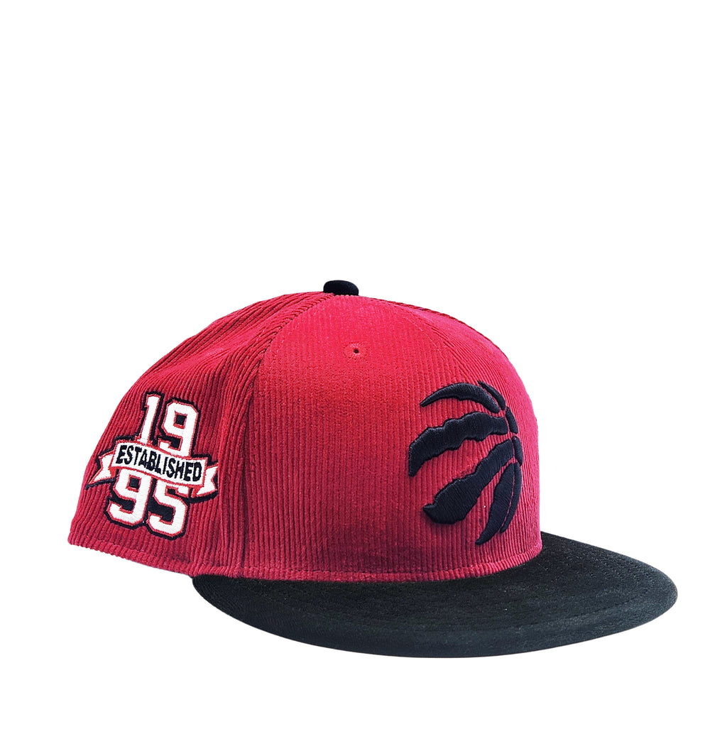 NEW ERA 9FIFTY TORONTO RAPTORS 1995 ESTABLISHED RED CORD/BLACK VELVET SNAPBACK HAT