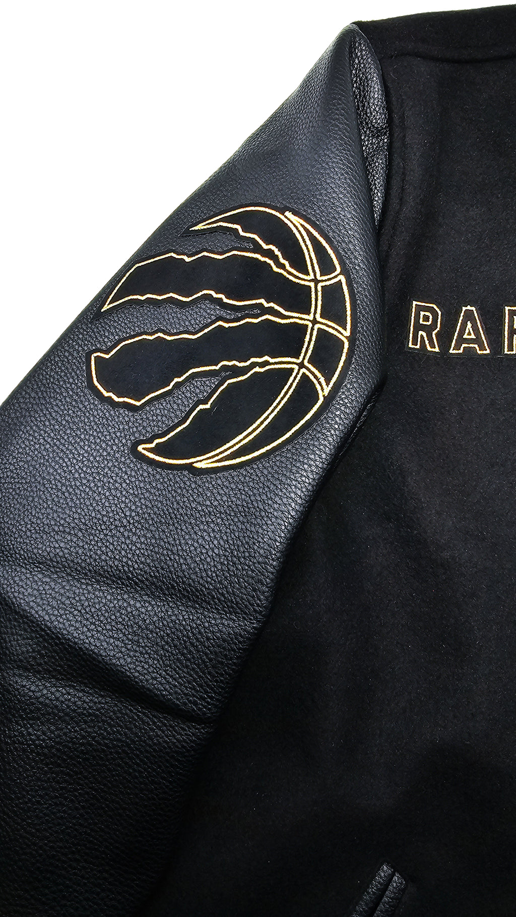 PRO STANDARD MEN'S NBA TORONTO RAPTORS BLACK/GOLD VARSITY JACKET