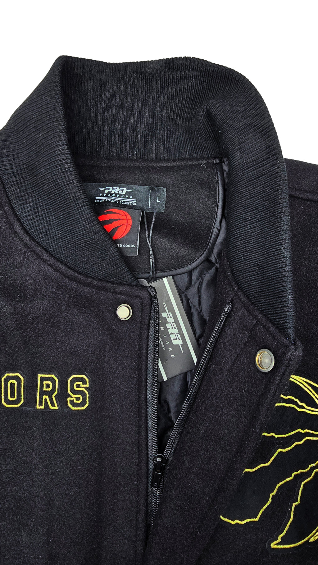 PRO STANDARD MEN'S NBA TORONTO RAPTORS BLACK/GOLD VARSITY JACKET