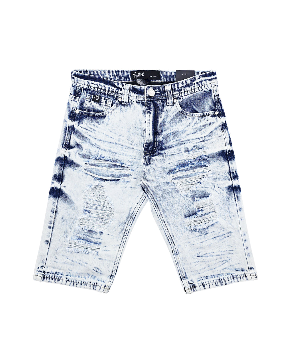 SWITCH MEN'S RIPPED DENIM SHORTS (ICE BLUE)