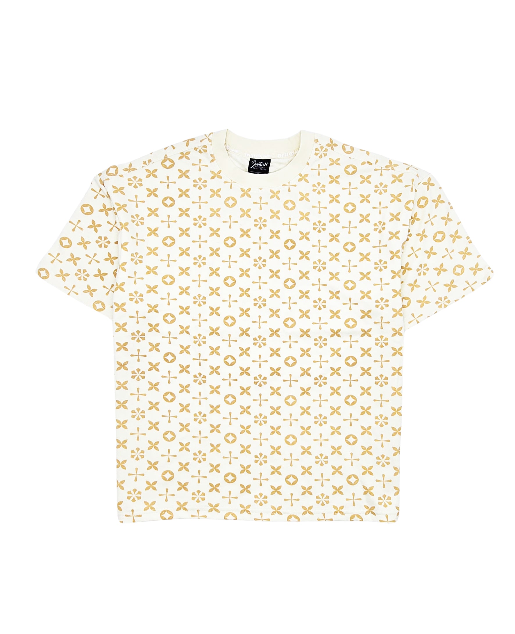 SWITCH REMARKABLE MENS PATTERN T-SHIRT/SHORTS SET (CREAM)