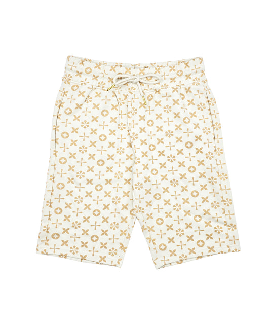 SWITCH REMARKABLE MENS PATTERN T-SHIRT/SHORTS SET (CREAM)