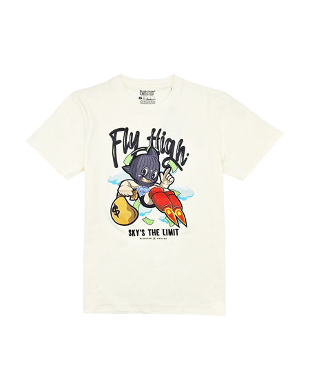 FLY HIGH SKY'S THE LIMIT CHENILLE & APPLIQUE GRAPHIC T-SHIRT (OFF-WHITE)