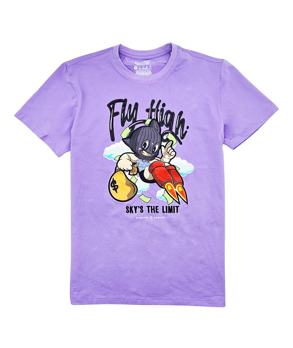 FLY HIGH SKY'S THE LIMIT CHENILLE & APPLIQUE GRAPHIC T-SHIRT (LAVENDER)