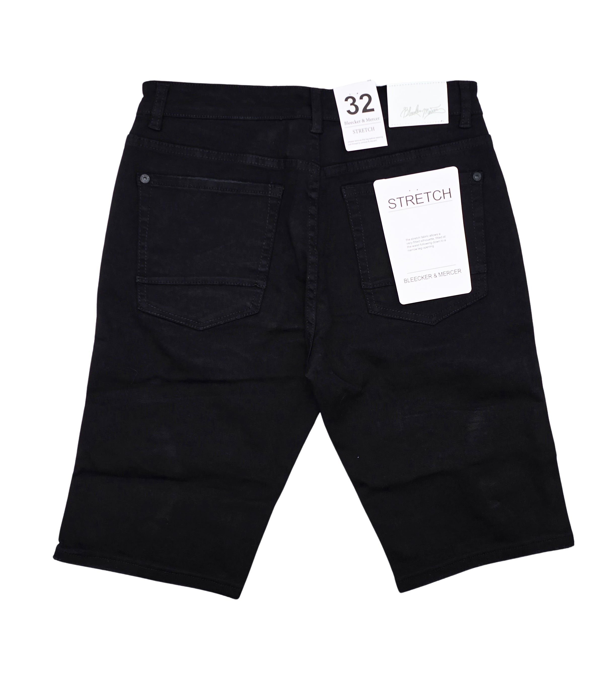 BLEECKER & MERCER MEN'S RIPPED DENIM SHORTS (JET BLACK)
