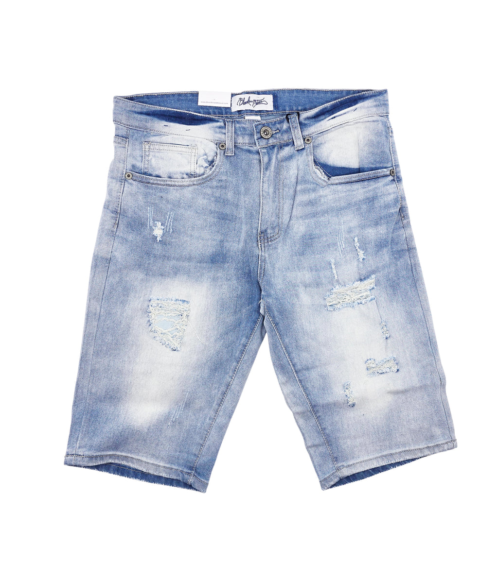 BLEECKER & MERCER MEN'S RIPPED DENIM SHORTS (LIGHT BLUE)