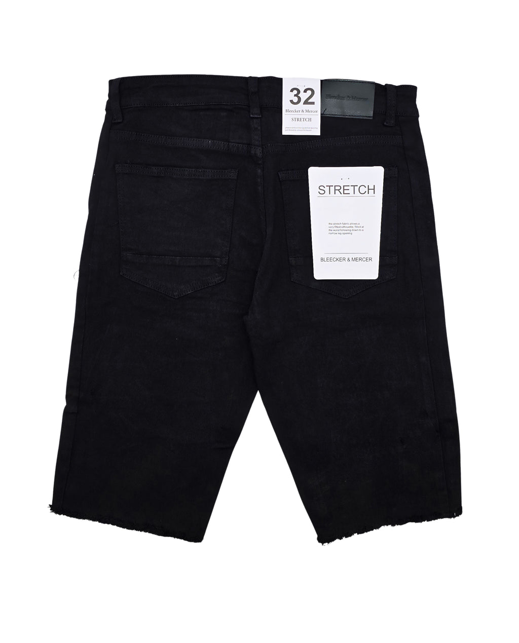 BLEECKER & MERCER MEN'S RIPPED DENIM SHORTS (JET BLACK)