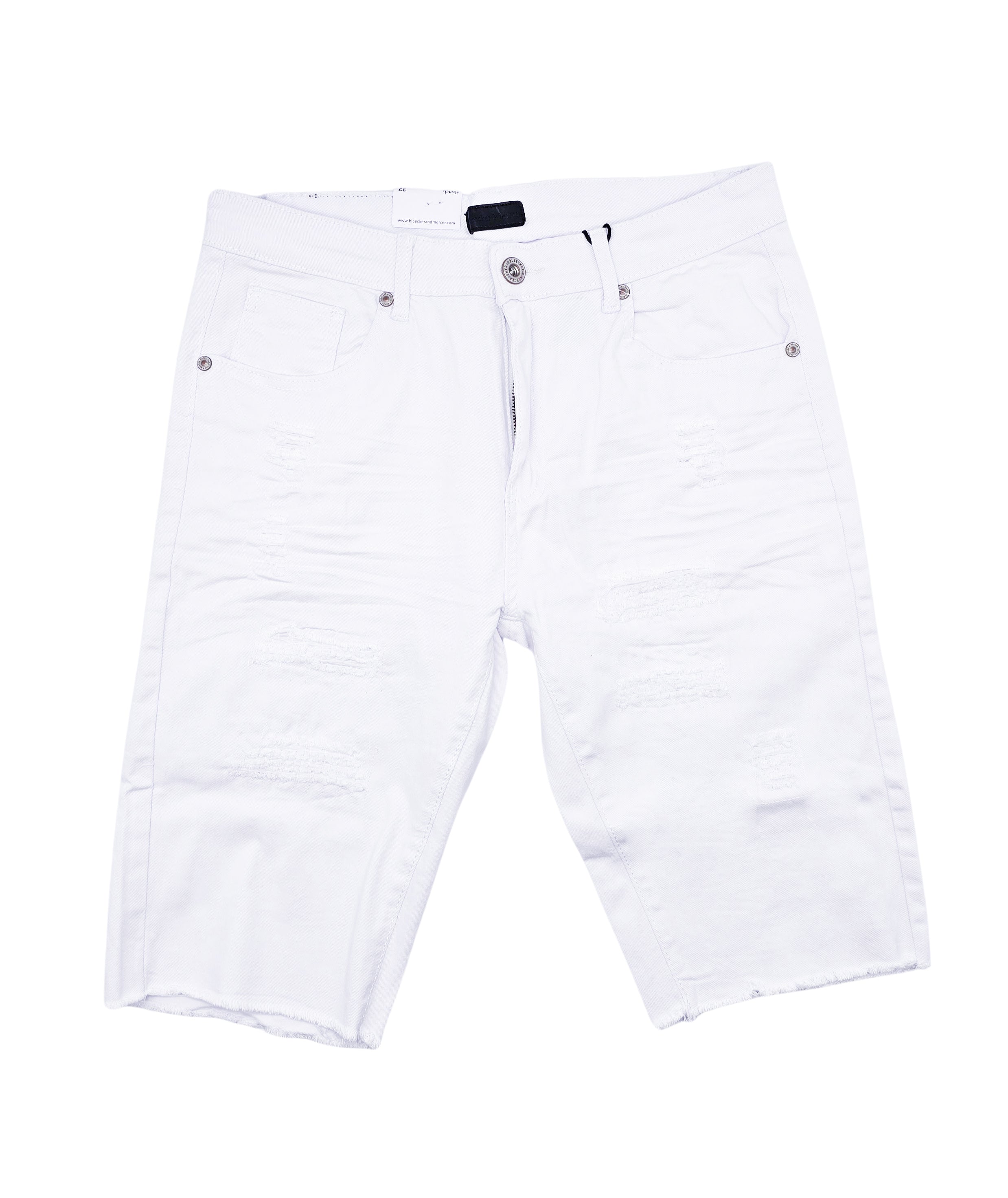 BLEECKER & MERCER MEN'S RIPPED DENIM SHORTS (WHITE)