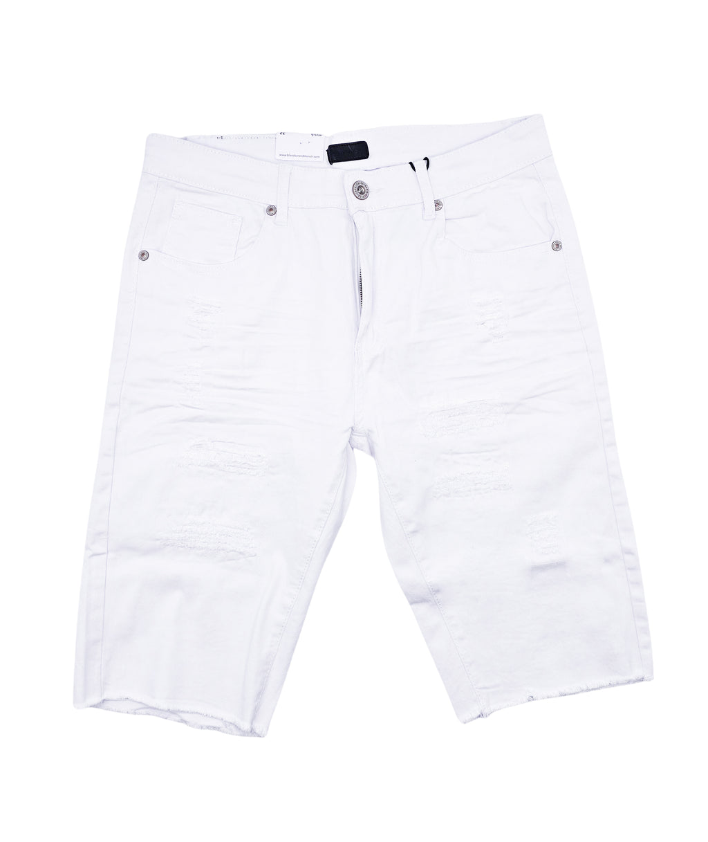 BLEECKER & MERCER MEN'S RIPPED DENIM SHORTS (WHITE)