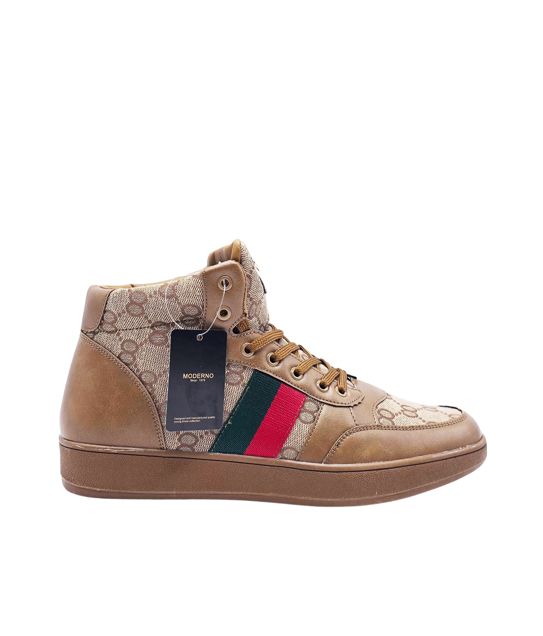 MODERNO MEN'S FANCY HIGH TOP SHOES (KHAKI)