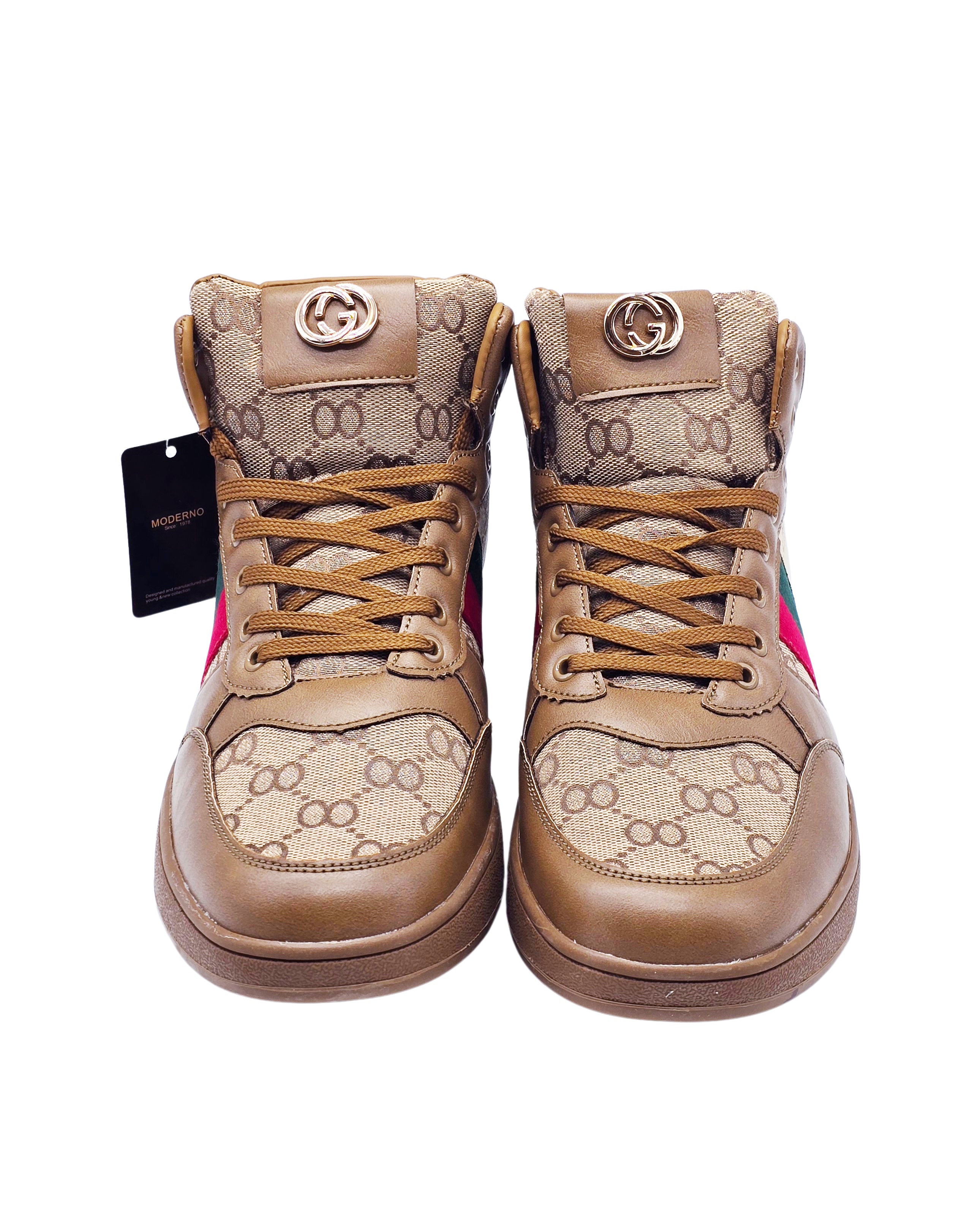 MODERNO MEN'S FANCY HIGH TOP SHOES (KHAKI)