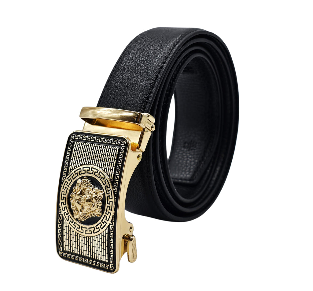 PAVINI MEN'S LEATHER DESIGNER BELT (PB064 BLACK/GOLD)