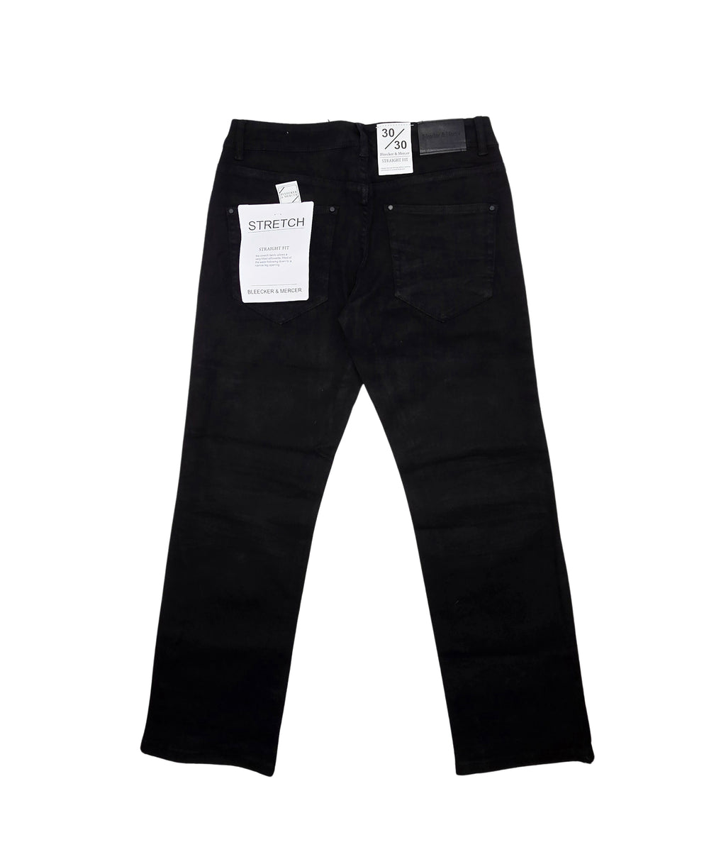 BLEECKER & MERCER MEN'S BASIC STRAIGHT STRETCH JEANS (BLACK)