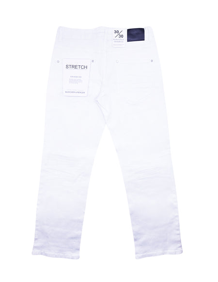 BLEECKER & MERCER MEN'S BASIC STRAIGHT STRETCH JEANS (WHITE)