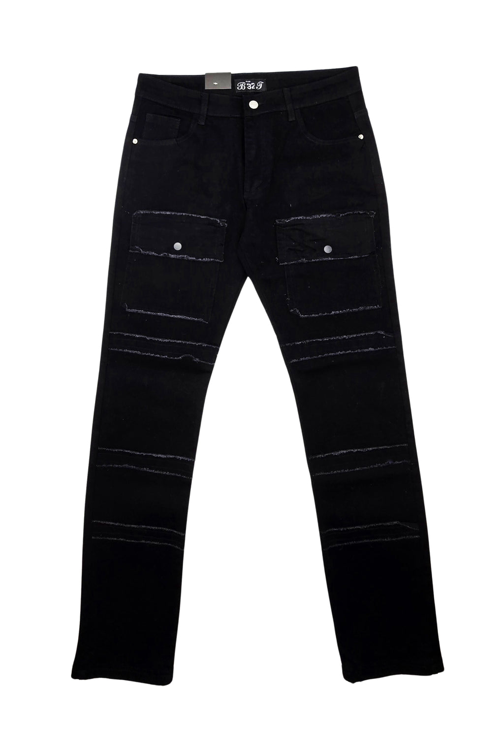 BRONCO MEN'S DENIM CARGO JEANS (BLACK)