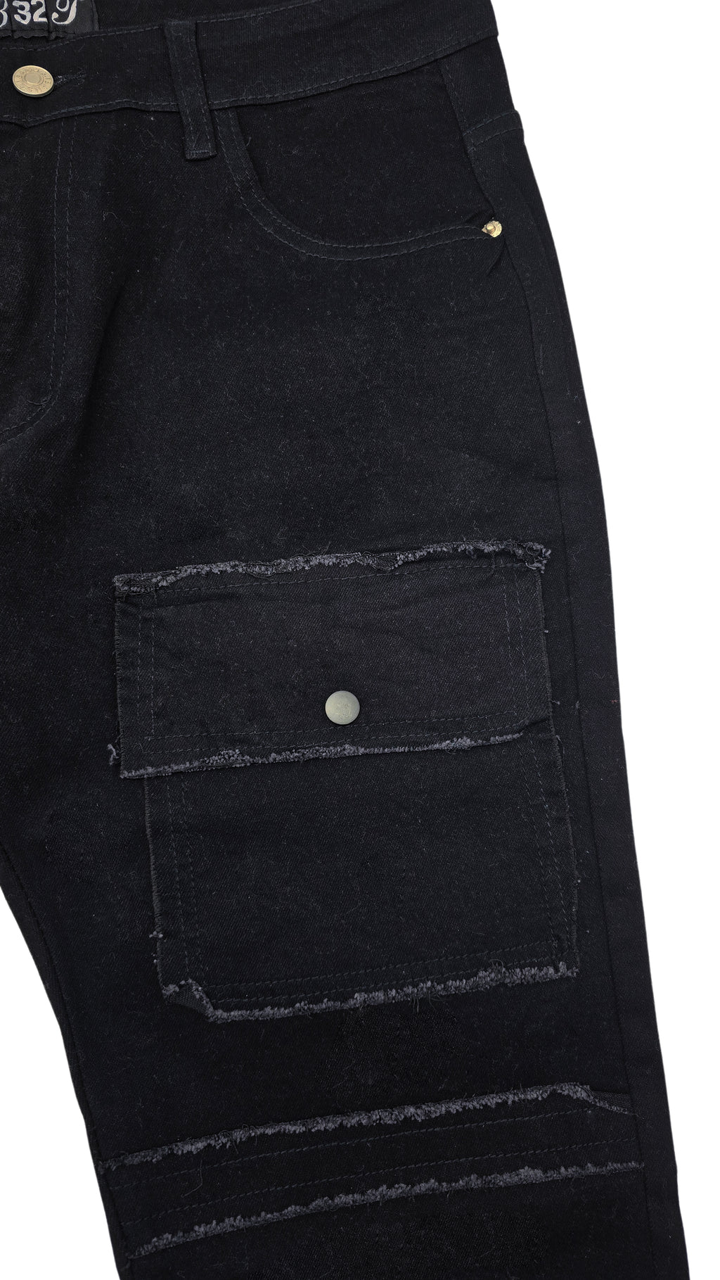 BRONCO MEN'S DENIM CARGO JEANS (BLACK)