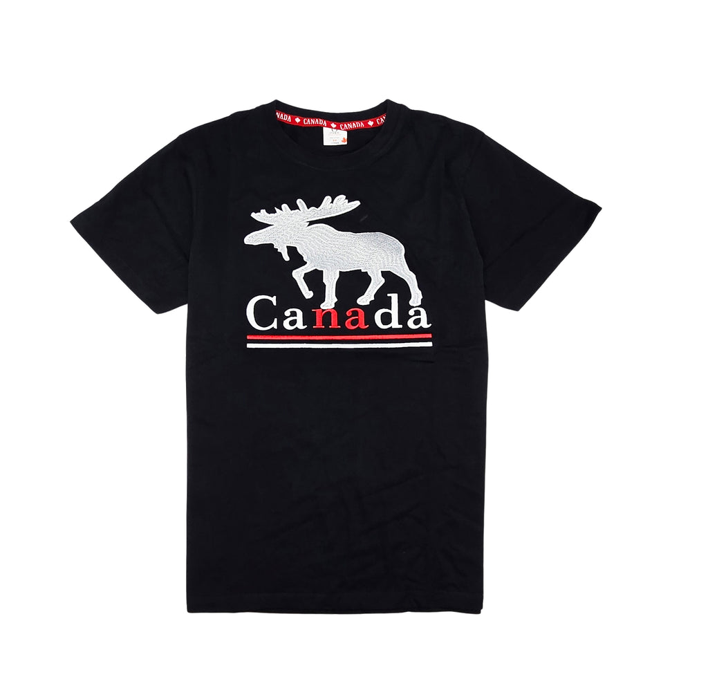 CANADA EMBROIDERED LOGO PRINT T-SHIRT (BLACK)