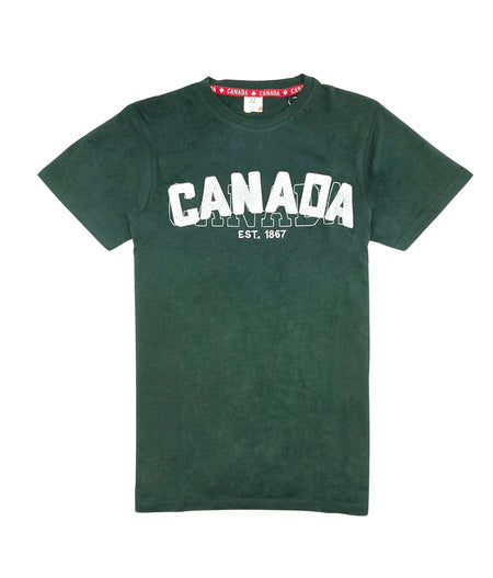 CANADA EMBROIDERED LOGO PRINT T-SHIRT (GREEN)