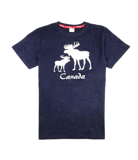 CANADA EMBROIDERED LOGO PRINT T-SHIRT (NAVY)