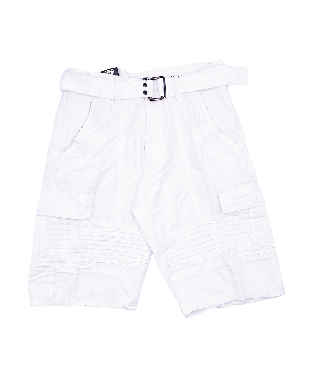 PLOREO MEN'S CARGO SHORTS WITH BELT (WHITE)