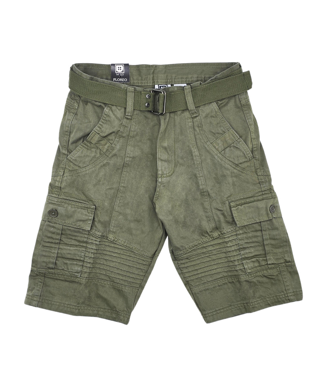 PLOREO MEN'S CARGO SHORTS WITH BELT (OLIVE)